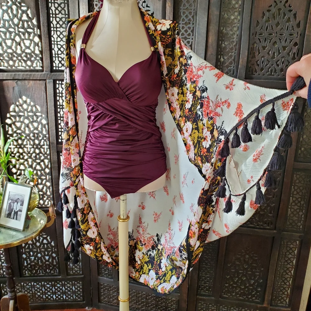 Free people floral Kimono cover up & wrap - Picture 1 of 16
